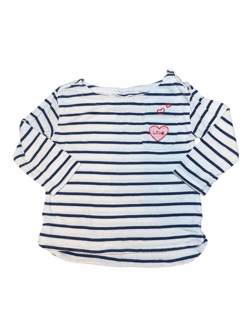 OshKosh B'gosh Girls Striped Long Sleeve Top Heart Pocket 12M